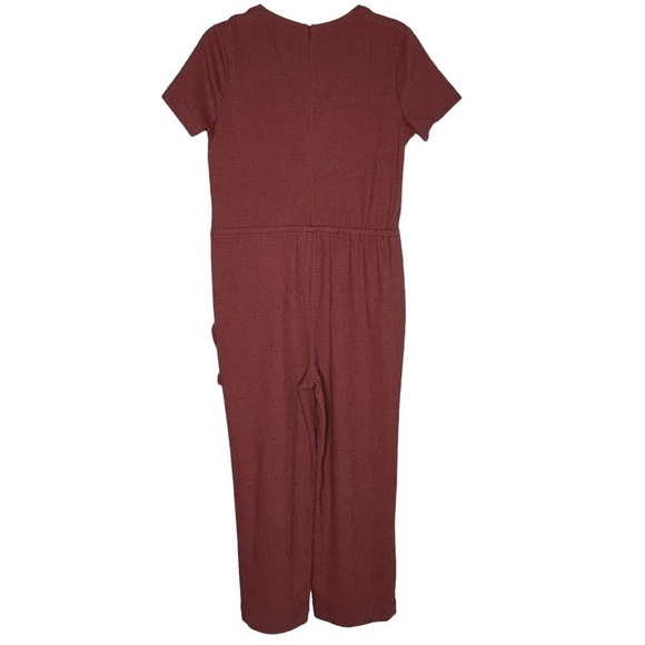 Madewell Texture & Thread Mauve Short Sleeve Wrap Jumpsuit - Picture 7 of 16